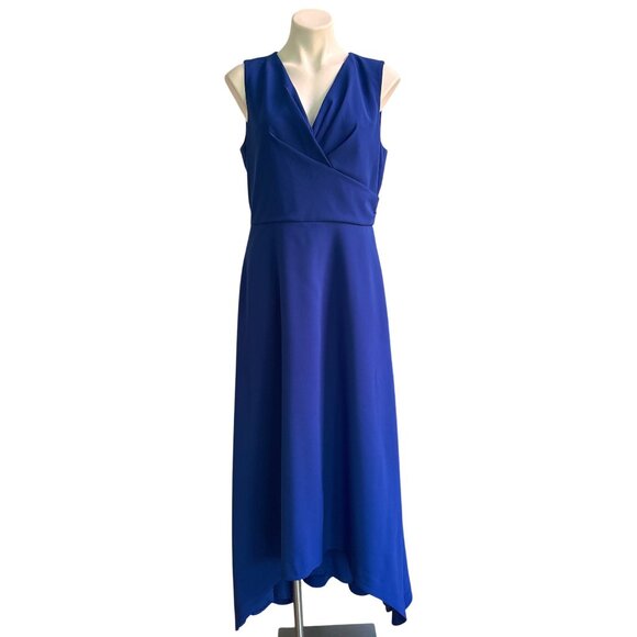 Kay Unger New York Blue Sleeveless Hi-Low Evening Gown, Size 12 Formal Elegant - Picture 2 of 11